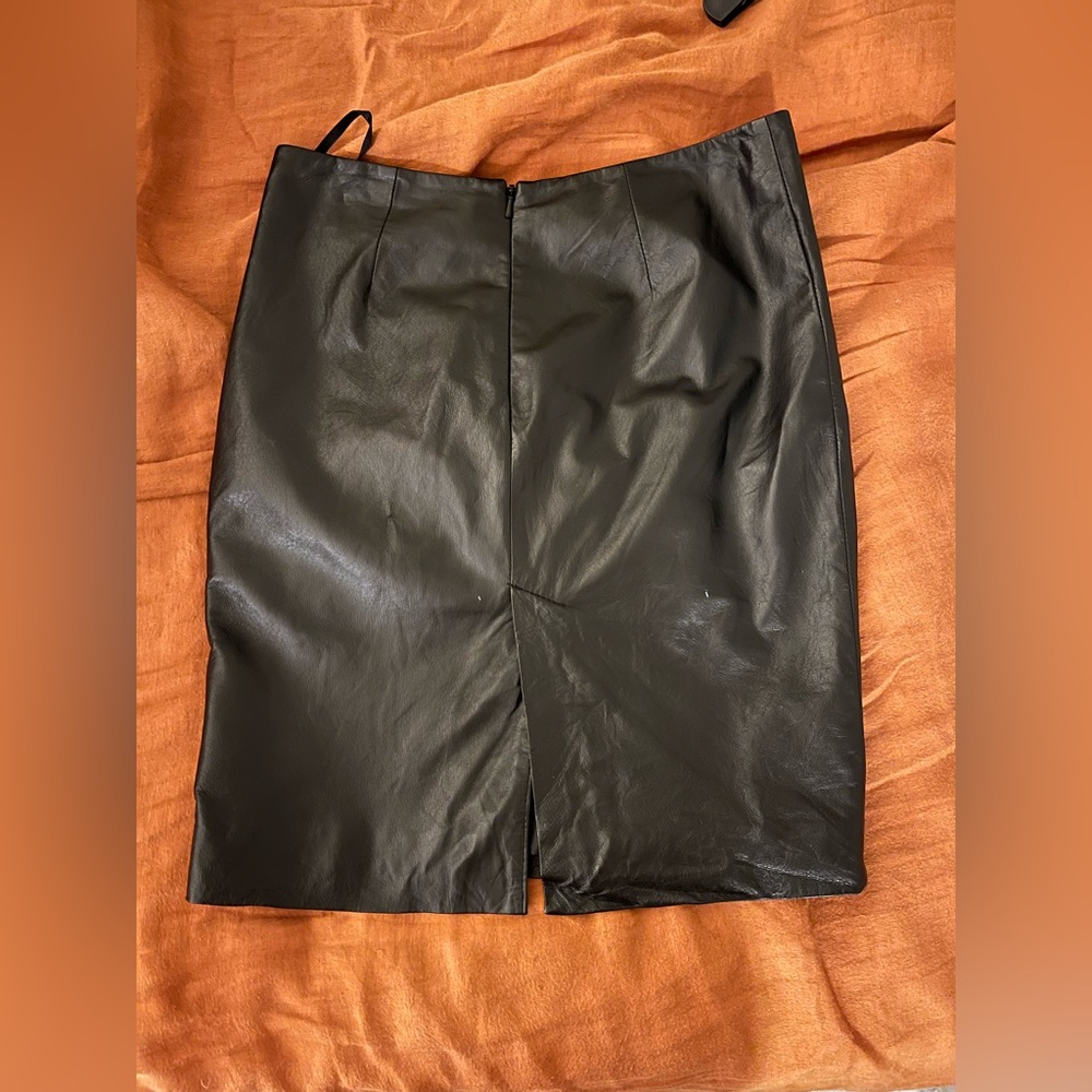 Black genuine leather skirt